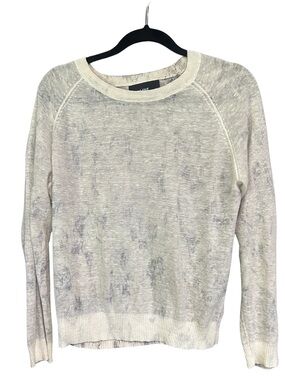 Line the Label 100% Linen Sweater, 
Small, White, Blue Marble, Sheer, Layered